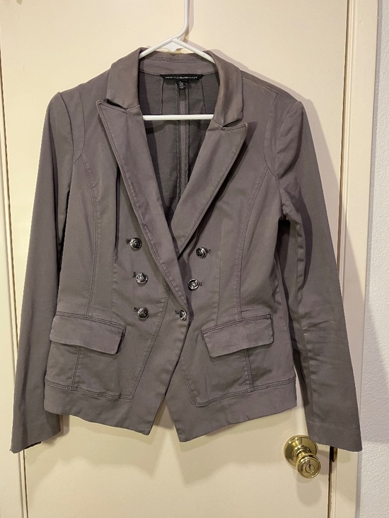 WHITE HOUSE BLACK MARKET DOUBLE BREASTED MILITARY STYLE BLAZER GRAY/TAUPE SIZE 8 - Picture 1 of 9